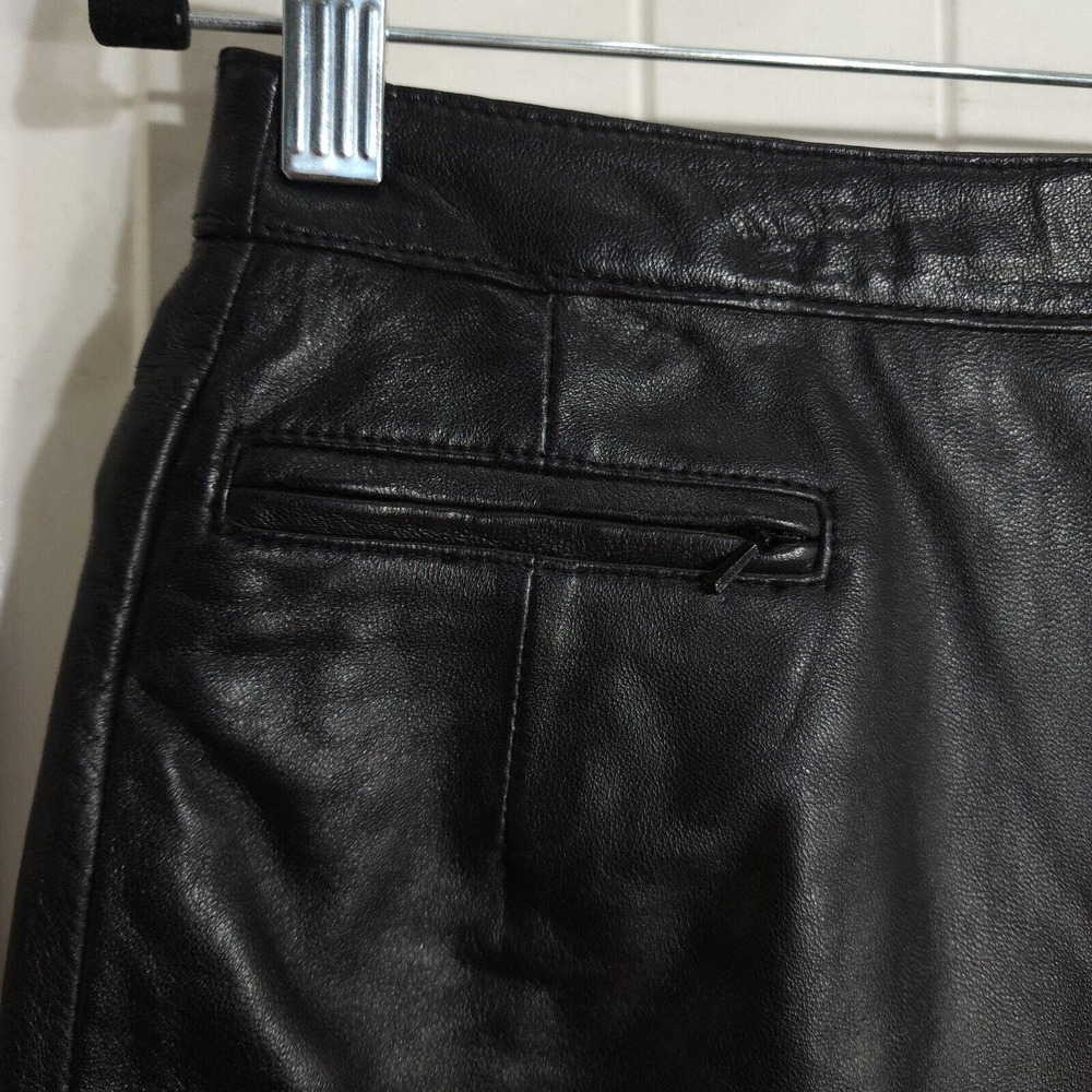 Vintage Rem Garson Pencil Skirt Womens 6 Black Leather Lined Pocket Side Zip - Picture 5 of 10